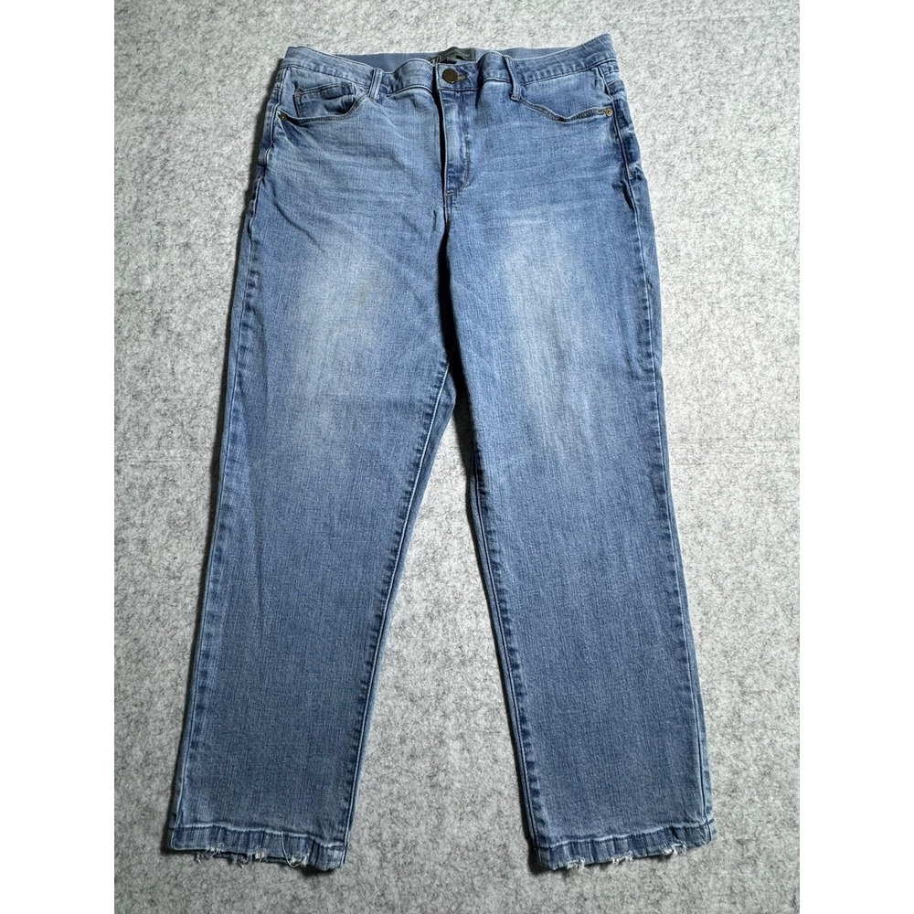 Wit & Wisdom Logan Straight Jeans Womens 16 Blue Medium Wash Mid Rise Stretch